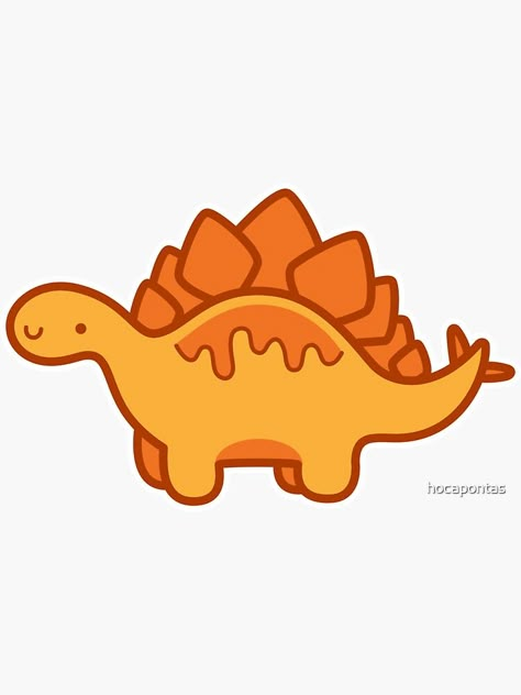 Cute Stegosaurus Drawing, Cute Dinosaur Drawing, Cute Stegosaurus, Dino Stickers, Dino Drawing, Orange Dinosaur, Dino Trex, Drawing Hair Tutorial, Mini Doodle