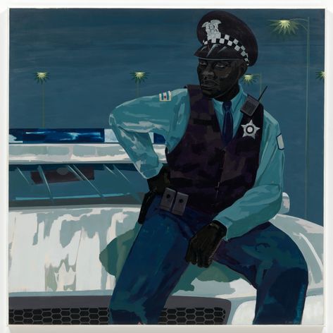 Kerry James Marshall’s ‘Untitled (policeman)’ at MoMA shines a light on race - Washington Post Kerry James Marshall, Glenn Ligon, Black Arts, Black Figure, Jasper Johns, Art Matters, New Museum, Museum Of Contemporary Art, Art Historian