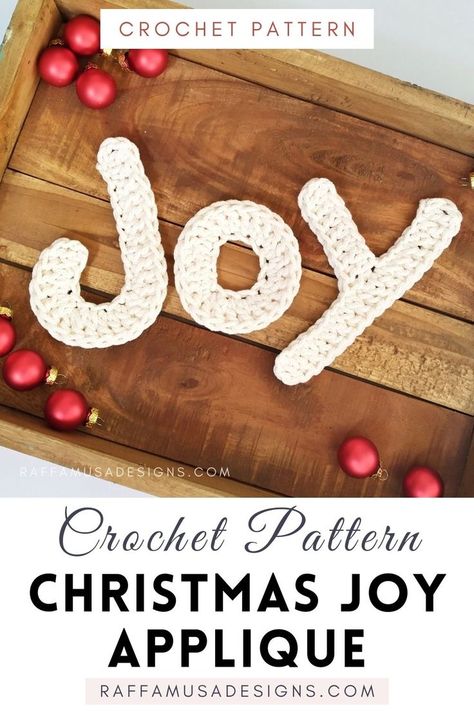 Crochet letters Christmas appliques forming the word JOY Christmas Granny Squares, Fall Christmas Aesthetic, Crochet Letters Pattern, Crochet Letters, Crochet Knit Top, Crochet Embellishments, Ho Ho Ho Christmas, Crochet Christmas Gifts, Crochet Christmas Trees