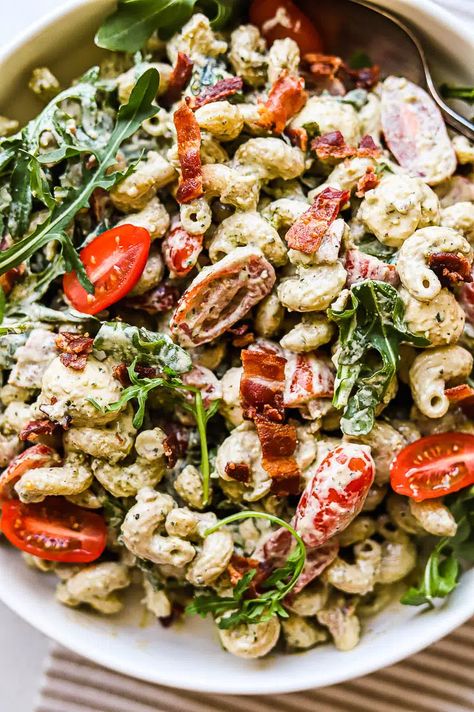 Pesto Chicken Pasta Salad, Creamy Pesto Pasta Salad, Best Pasta Salad Recipe, The Best Pasta Salad, Erin Lives Whole, Creamy Pesto Pasta, Creamy Pesto Sauce, So Much Food, Homemade Pesto Sauce