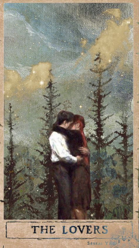 The Lovers #vintage #stars #forest #green #sky #romantic #aesthetic #painting #art #love Stargazing Date, Romance Couple, Forest Drawing, The Lovers Tarot, Vintage Stars, Romantic Aesthetic, Romantic Wallpaper, Love Wallpapers Romantic, Romantic Themes