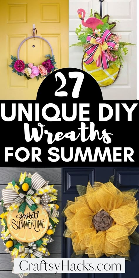 Wreaths For Front Door Diy Summer, Spring Wreaths For Front Door Diy Summer, Wreaths For August And September, Easy Front Door Wreaths, May Wreaths For Front Door, Easy Wreaths To Make Simple, Diy Easy Wreaths For Front Door, Easy Spring Wreaths To Make, Crafts To Make And Sell Wreaths & Garlands