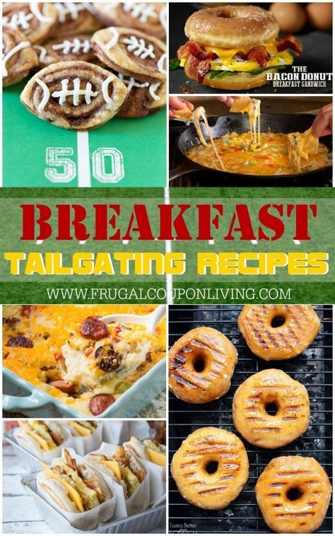 Have an early football game? Take a look at these Early Game Tailgate Recipes for Breakfast on Frugal Coupon Living. Large Recipes for a Large Group! Breakfast Gameday Food, Tailgate Truck Ideas, Early Morning Tailgate Food, Morning Football Game Food, Morning Tailgate Food Ideas, Morning Tailgate Food, Tailgate Breakfast Food, Football Breakfast, Breakfast Tailgate