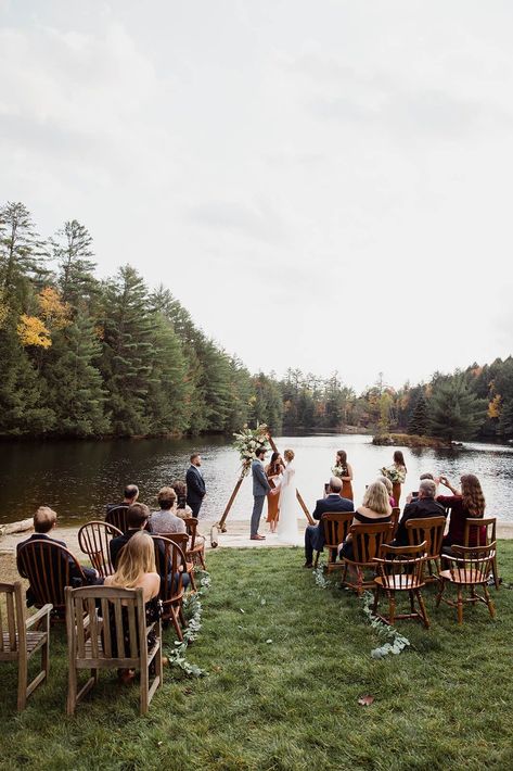 Elegant Small Wedding, New York Upstate, Small Outdoor Wedding, Lake House Wedding, Small Weddings Ceremony, Upstate Ny Wedding, Places To Elope, Cabin Wedding, The Adirondacks