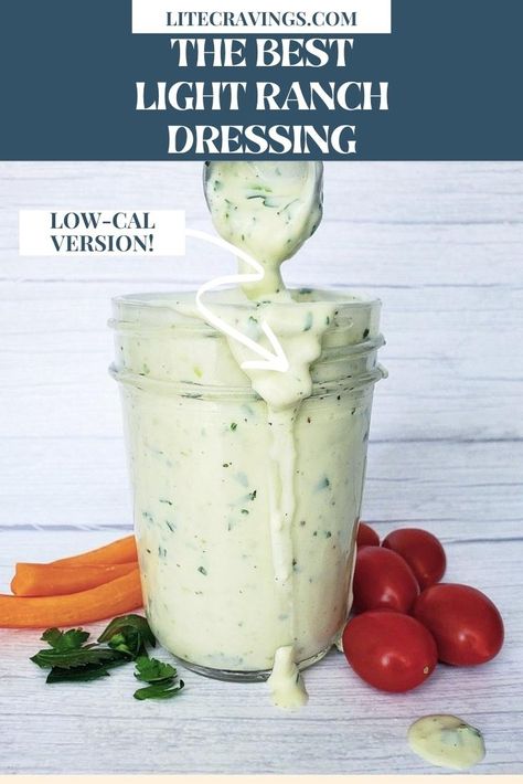 You'll never buy a bottle or seasoning packets of ranch again! The Best Light Ranch Dressing uses just a couple of fresh ingredients to make a low-cal version that will blow you away. Salsa Ranch Dressing Recipe, Chilis Ranch Recipe, Mazzios Ranch Recipe, Southwest Ranch Dressing Recipe, Spicy Ranch Dressing Recipe, Dill Ranch Dressing, Salsa Ranch Dressing, Light Ranch Dressing, Spicy Ranch Dressing