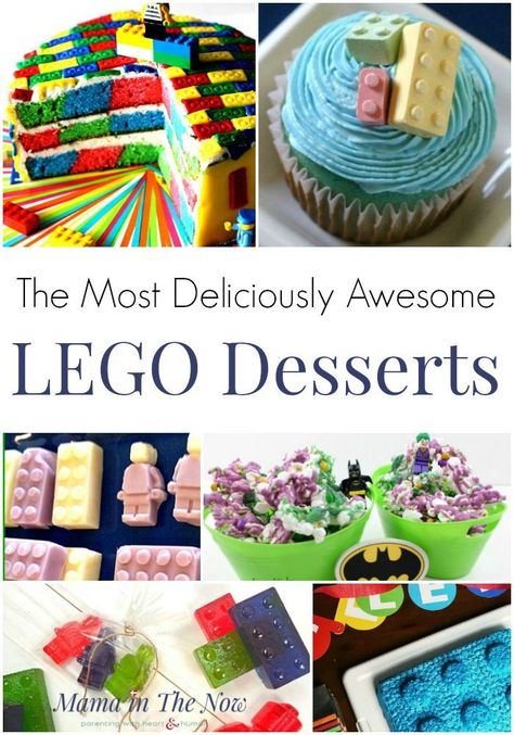 These amazing Lego desserts are so delicious and are perfect for a Lego themed birthday party! If you kid loves playing with Legos then they will enjoy eating these fun Lego cakes, cupckes, cookies, and more. Try making one of these Lego dessert recipes for your family today! #desserts #recipe #lego #cake #kids Lego Desserts, Lego Party Food, Lego Themed Birthday Party, Lego Cupcakes, Lego Food, Lego Candy, Lego Themed Party, Lego Decorations, Birthday Snacks