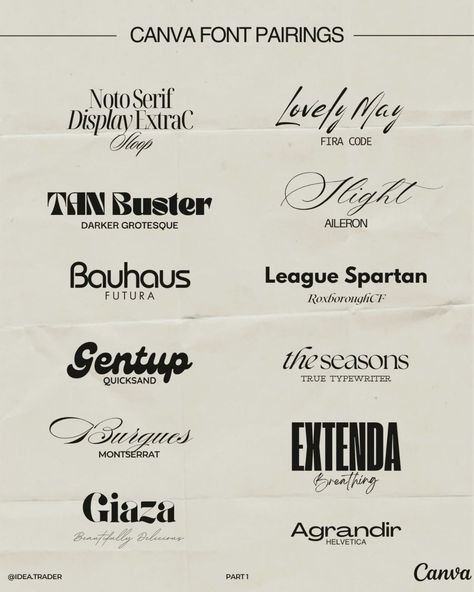 aesthetic fonts Best T Shirt Fonts, Best Fonts For T Shirts, Canva Cool Fonts, Canva Design Inspiration, Typography Pairings, Canva Typography, Typography Design Ideas, Logo Tipografi, Fonts For Graphic Design