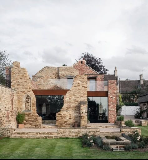 Architecture Extension, Ruins Architecture, Architecture Renovation, Renovation Architecture, British Architecture, Adaptive Reuse, House Extensions, Stone Houses, Stone House