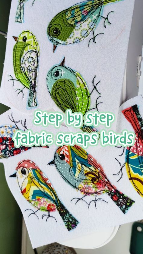 Bo | Here comes the Bondaweb! The 'sticky' paper I'm using for my birds appliques here! bondaweb is the ultimate solution for appliqué projects.… | Instagram Bird Applique Pattern Free, Wonky Birds, Textile Cards, Sewn Art, Free Motion Embroidery Applique, Doodle Embroidery, Bird Quilt Blocks, Freehand Machine Embroidery, Art Quilting