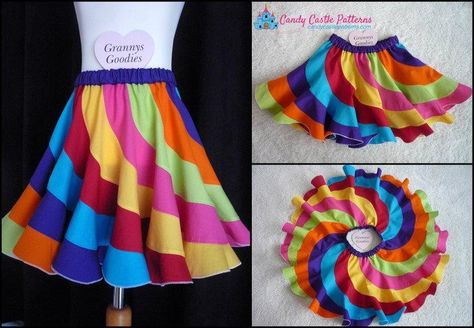 Free Sewing Pattern: Peppermint Swirl Skirt... This free sewing pattern is for the “Peppermint Swirl Skirt”. Swirl Skirt, Pola Rok, Candy Castle, Kids Closet, Swirl Dress, Skirt Tutorial, Costura Diy, Sewing Tutorials Free, Sewing Skirts