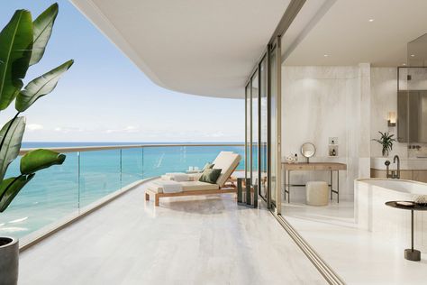 OMA's first residential tower in miami 'the perigon' reveals its sunlit interiors Luxury Beach Apartment Interior Design, Miami Condo Interiors Luxury, Miami Condo Aesthetic, Apartment By The Beach, Miami Condo Interiors, Miami Beach Apartment, Dubai Apartment, Miami Penthouse, Apartments Building