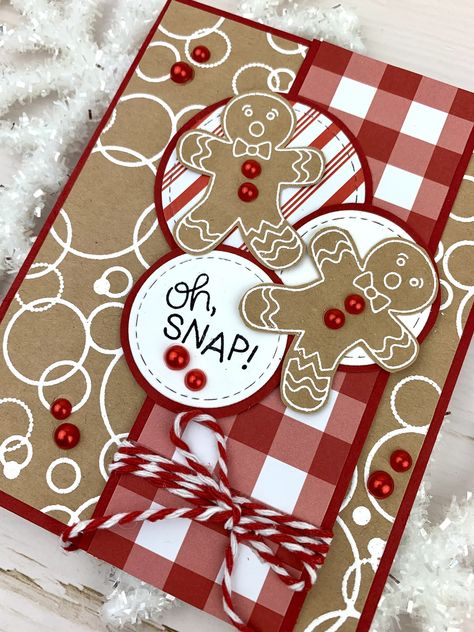 Handcrafted Christmas Cards, Gingerbread Cards, Stamped Christmas Cards, Simple Christmas Cards, Cute Birthday Cards, Homemade Christmas Cards, Oh Snap, Stampin Up Christmas Cards, Christmas Card Crafts