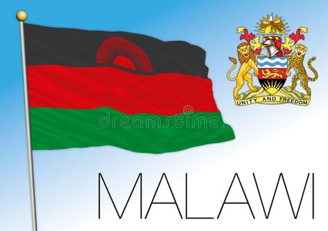 World Flags With Names, Malawi Flag, Flags With Names, County Map, African Countries, Flags Of The World, Car Gadgets, National Flag, Illustration Vector