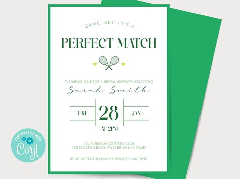 Tennis Invitation, Tennis Wedding, Game Set Match, Couple Wedding Shower, Bridal Invitations, Wedding Favors Fall, Wedding Shower Invitations, Wedding Site, Fun Wedding Invitations