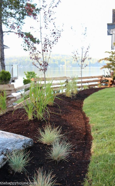 Our New Split Rail Fence! | The Happy Housie Fence Landscape Ideas, Simple Front Yard Landscaping Ideas, Simple Front Yard Landscaping, Simple Front Yard, Fence Options, Split Rail Fence, Fence Plants, Small Fence, Natural Fence