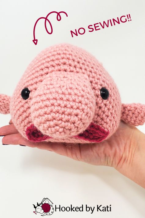 Blobfish Crochet Pattern Free, Crochet Blobfish Free Pattern, Blob Fish Crochet Pattern Free, Crochet Blob Fish, Blob Fish Crochet, Blobfish Crochet, Free Crochet Stuffed Animal Patterns, Wobbles Crochet, Mystery Crochet Pattern