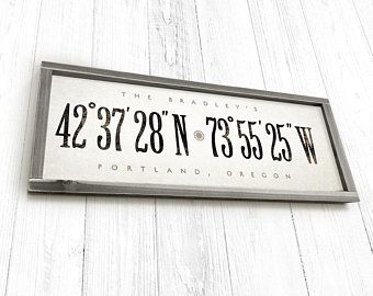 Latitude longitude sign | Etsy Den Remodel, Latitude Longitude Sign, Word Collage, Latitude Longitude, Realtor Closing Gifts, Decor Shabby Chic, Rustic Wood Frame, Closing Gift, Rustic Frames