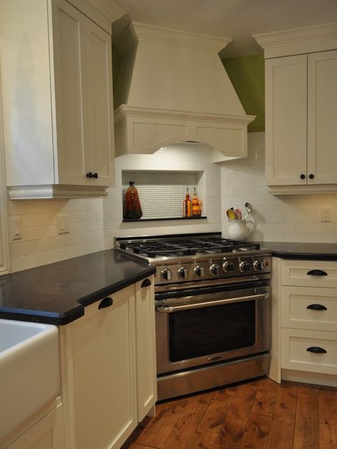 Corner Stove, Recessed Shelves, Grey Kitchen Floor, Oven Design, Kitchen New York, Kitchen Corner, Kitchen Stove, Kitchen Redo, Ideas Pictures