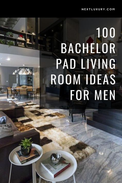 A sleek bachelor pad is the epicenter of any self-sustained man’s greatness, and the living room is absolutely essential to creating grand first impressions. Here are some interior design tricks to really add some oomph to your abode.Exquisite refinement is synonymous with the 21st century bachelor pad, and heightened sophistication must be on display if one truly wishes to epitomize high class grandeur. #nextluxury #homedesign #homedecor #homedecorideas Modern Man Living Room, Room Design Ideas For Men, Decorating Ideas For Men Home, Bachelor Pad Ideas Masculine Interior, Bachelors Living Room Ideas, Modern Living Room Ideas For Men, Mancave Living Room Ideas, Bachelor's Pad Interior, Men’s Living Room Wall Decor