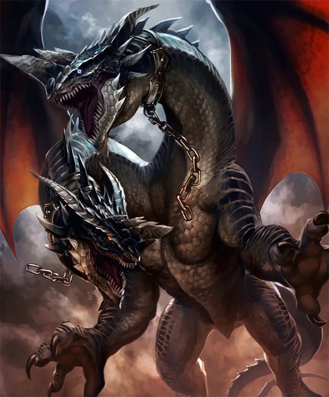 Two Headed Dragon, Alpha Legion, Elemental Dragons, Small Dragon Tattoos, Shingeki No Bahamut, Dragon Artwork Fantasy, Dragon's Lair, Fantasy Stuff, Cool Dragons