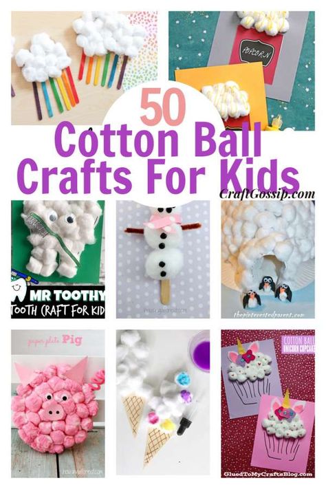 All of these kid’s craft projects use Cotton balls as their main material. I love that you can go out and buy a huge bag of cotton balls and work them into over 50 different activities and crafts with … Read More... Activities With Cotton Balls, Cotton Ball Activities For Preschool, Art With Cotton Balls, Cotton Balls Crafts, Cotton Activities For Kids, Crafts With Cotton Balls, Cotton Ball Crafts For Kids, Cotton Ball Art, Cotton Ball Activities