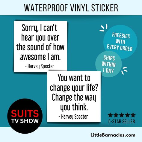 Harvey Specter Quote Sticker Suits TV Show Attorney Law #planner #stickers #vinyl #waterproof #HandMade #smallbusiness #suits #suitsfans #suitstvshow #suitstv Suits Tv Show, Suits Harvey, Harvey Specter Quotes, Attorney Gifts, Suits Tv Shows, Suits Tv, Harvey Specter, Lawyer Gifts, Life Change