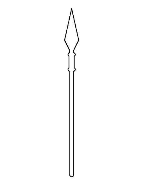 Spear pattern. Use the printable outline for crafts, creating stencils, scrapbooking, and more. Free PDF template to download and print at http://patternuniverse.com/download/spear-pattern/ African Spear Tattoo, Spear Template, Spear Sketch, Spear Drawing Reference, Spear Tattoo Design, Spear Illustration, Spear Drawing, Africa Warrior, Spear Tattoo