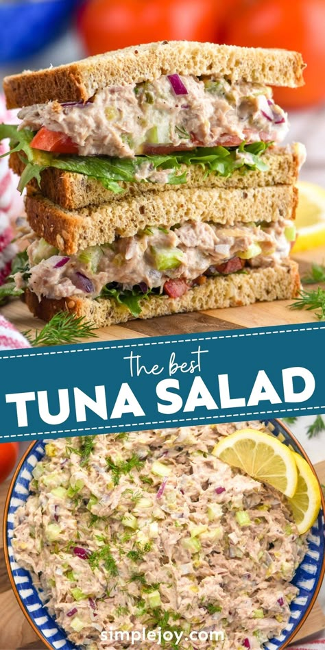 Tuna Salad is such a classic, and this recipe is perfect. With most of the ingredients right in your pantry, this is a great last minute lunch or dinner. Best Tuna Fish Recipe, Tuna Recipes For Lunch, Tuna Salad Recipes Canned, Loaded Tuna Salad, Tuna Dishes Healthy, The Best Tuna Salad Recipe, Tuna Salad Lunch Ideas, Mexican Tuna Salad Recipe, Tuna Meals