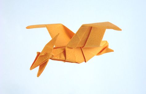 Origami Pterosaurs | Gilad's Origami Page Origami Dinosaur, Dinosaur Origami, Easy Origami Animals, Animal Origami, Origami Plane, Paper Dinosaur, Origami Swan, Origami Diagrams, Origami Ball