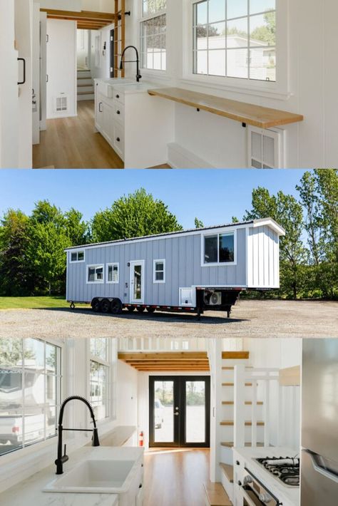 This Canadian 3-Bedroom Tiny House Ensures Privacy Without Compromising Functionality Tiny House With 4 Bedrooms, 3 Bedroom Tiny House, Bedroom Tiny House, House With 4 Bedrooms, Loft Bedrooms, Gooseneck Tiny House, Tiny House Company, Tiny Homes On Wheels, Tiny House Designs