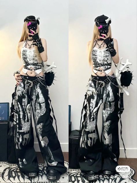 Emo Kpop Outfit, Punk Style Outfits, Diy Clothes Design, Estilo Punk, Y2k Outfits, Pinterest Fashion, Swaggy Outfits, Fashion Costume, Harajuku Fashion