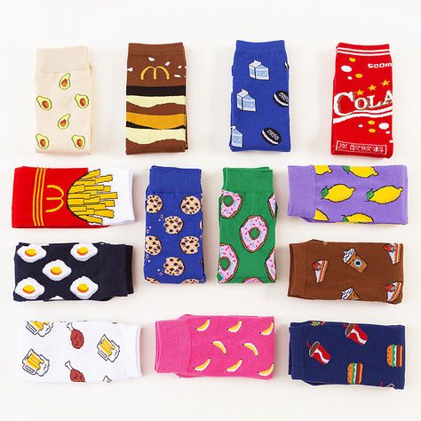 Food Socks, Iconic Socks, Korean Socks, No Egg Cookies, Japanese Harajuku, Funny Socks, Happy Socks, Colorful Socks, Bring Happiness