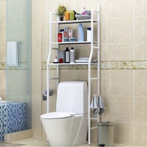 Over Toilet Storage, Kuala Terengganu, Machine Storage, Bathroom Space Saver, Toilet Shelves, Space Saving Bathroom, Bilik Air, Over Toilet, Bathroom Storage Shelves