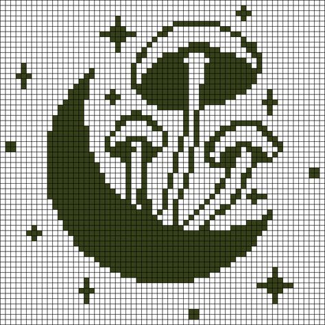 Crochet Grid Patterns Mushroom, Fairy Grid Pattern, Witchy Pixel Art Pattern, Bones Cross Stitch, Crochet Grid Patterns Black And White, Crochet Grid Patterns 2 Colors, Moon Crochet Tapestry, Tarot Card Crochet Tapestry Pattern, Tarot Crochet Tapestry