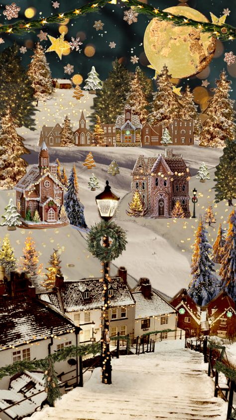 Gingerbread Village Gingerbread Aesthetic, Gingerbread Wallpaper, We Heart It Wallpaper, Christmas Lockscreen, Gingerbread Village, Xmas Wallpaper, Christmas Collage, Christmas Phone Wallpaper, Cute Christmas Wallpaper