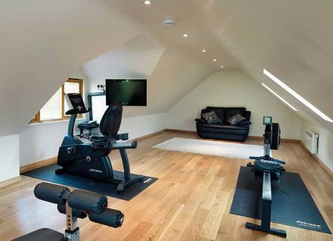 Room above Garage & Workshop - Ascot Timber Buildings Gym In Attic, Loft Gym Home, Attic Gym Ideas Exercise Rooms, Home Gym Loft, Attic Workout Room, Attic Gym Ideas, Loft Gym, Attic Gym, Attic Bonus Room