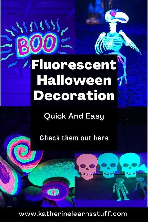 Glow Halloween Decorations, Neon Halloween Decor Outdoor, Diy Black Light Halloween Decorations, Uv Halloween Decorations, Glow In The Dark Halloween Decorations, Neon Halloween Decor, Black Light Halloween Decorations, Halloween Dance Decorations, Halloween Glow Party