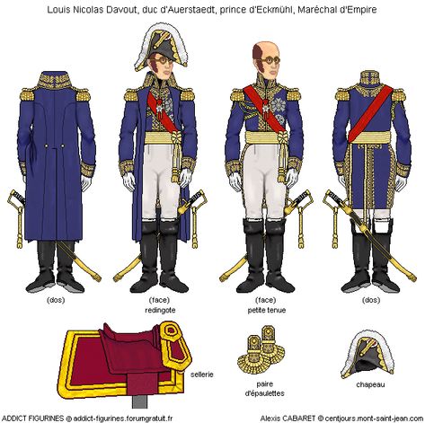 Maresciallo francese Davout First French Empire, Century Uniforms, Napoleonic Uniforms, French Military, Battle Of Waterloo, French General, Imperial Army, French Empire, French Army