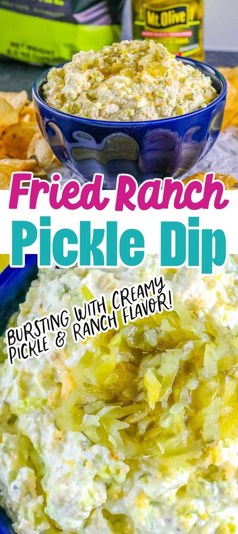 Fried Pickle Ranch Dip - Sweet CS Designs. Fried Pickle And Ranch Dip, Pickle Ranch Dip, Pickle Ranch, Easy Fried Pickles, Dill Pickle Dip Recipe, Pickle Dip Recipe, Fried Dill Pickles, Cold Dip Recipes, Dill Pickle Dip