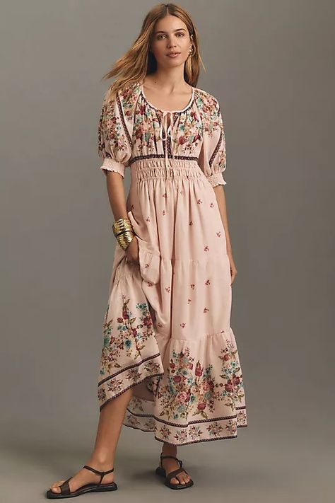 The Somerset Maxi Dress: Puff-Sleeve Edition | Anthropologie Somerset Maxi Dress, Sewing Wardrobe, Extra Dresses, Thrift Inspiration, Midi Dress Wedding, Beach Streetwear, Dress For Beach, Midi Dress Wedding Guest, Modest Clothing For Women