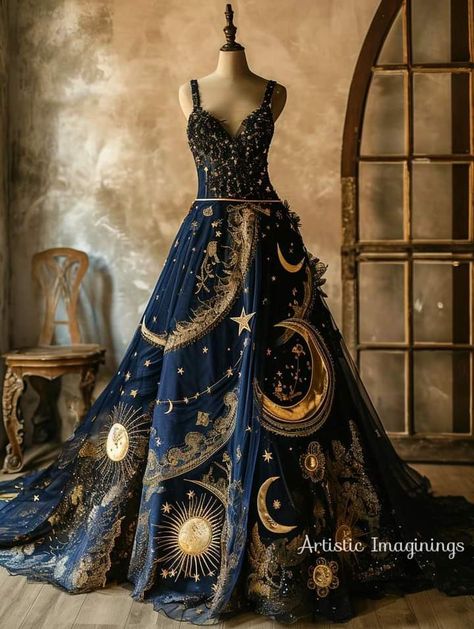 Star Theme Dress, Fantasy Sun Dress, Night Court Wedding Dress, Star Themed Dress, Celestial Ball Gown, Moon Inspired Dress, Galaxy Wedding Dress, Cosmic Dress, Universe Fashion