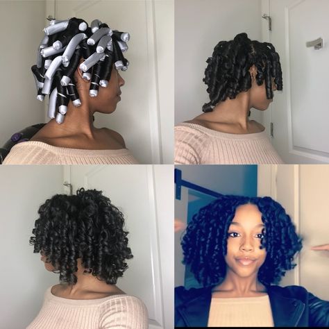 Middle Part Flexi Rod Set, Flex Rod Hairstyles For Black Women, Flex Rod Set, Small Flexi Rods On Natural Hair, Roller Sets, Flex Rods On Natural Hair Short, Flex Rod Curls, Rod Curls On Natural Hair, Flexirods On Natural Hair 4c