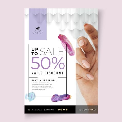 Free vector beauty salon poster template | Free Vector #Freepik #freevector #salon-offer #salon-poster #discount-poster #beauty-poster Nail Salon Flyer, Beauty Salon Posters, Black Friday Banner, Poster Template Free, Discount Poster, Isometric Design, Horror Posters, Bottle Packaging, Abstract Line Art