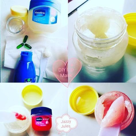 Lip Sleeping Mask Diy, Diy Lip Balm With Vaseline, Diy Lip Mask, Scrub Recipe Diy, Diy Sleep Mask, Diy Lip Balm Recipes, Vaseline Lip Therapy, Diy Serum, Lip Patch