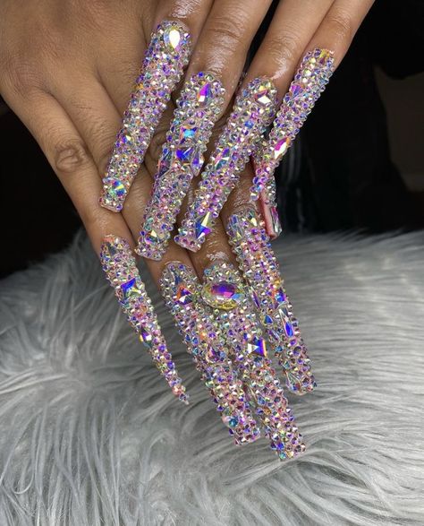 Claw Nails Designs, Cardi B Nails, Luminous Nails, Nails Design With Rhinestones, Exotic Nails, Long Acrylic Nails Coffin, Long Square Acrylic Nails, Bling Acrylic Nails, Pink Acrylic Nails