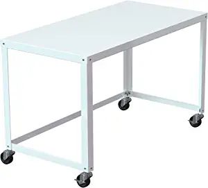 Amazon.com: Hirsh Ready to Assemble 48 Inch Wide Heavy Duty Metal Mobile Writer's Desk for Home Office with 4 Wheels, 200 Pound Weight Capacity, White : Office Products Workstation Home Office, Workstation Home, Corner Standing Desk, Writers Desk, Mobile Desk, Double Desk, Desk Workstation, Wood Computer Desk, Under Desk Storage