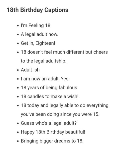 18th Birthday Captions, Happy Birthday 18th, Birthday Quotes For Me, Not Musik, Birthday Freebies, Birthday Captions Instagram, Clever Captions For Instagram, Good Insta Captions, Friend Birthday Quotes