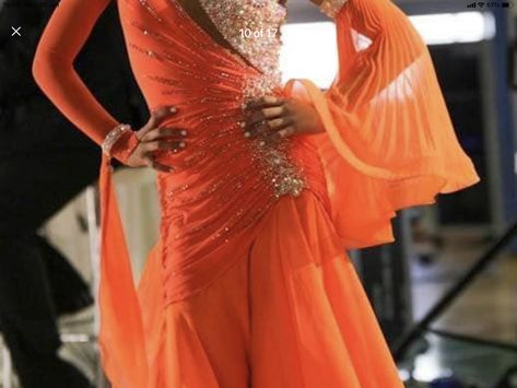 Ballroom Competition Dress, Ballroom Dance Competition Dress, Ballroom Competition, Ballroom Dresses, Competition Dress, Ballroom Dress, Dress Orange, Dance Competition, Dance Dress