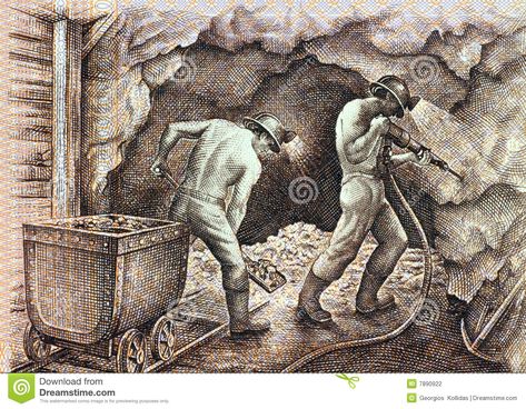 Miners. On 5000 soles de oro 1985 banknote from Peru #Sponsored , #soles, #Miners, #Peru, #banknote, #de Gold Miners, Amazing Drawings, Photoshop Effects, Day Work, Bank Notes, Peru, Stock Photography, Poster Art, Greek Statue