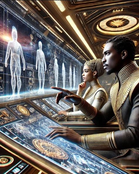 Futuristic Royalty, Period Drama Romance, Black Comic Art, Holiday Quiz, Dark Element, African Superhero, Ancient Future, Afro Futuristic, Ancient Kemet